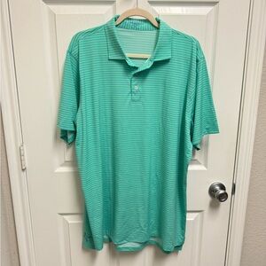 New Draddy Sport Green and Blue Striped Golf Polo